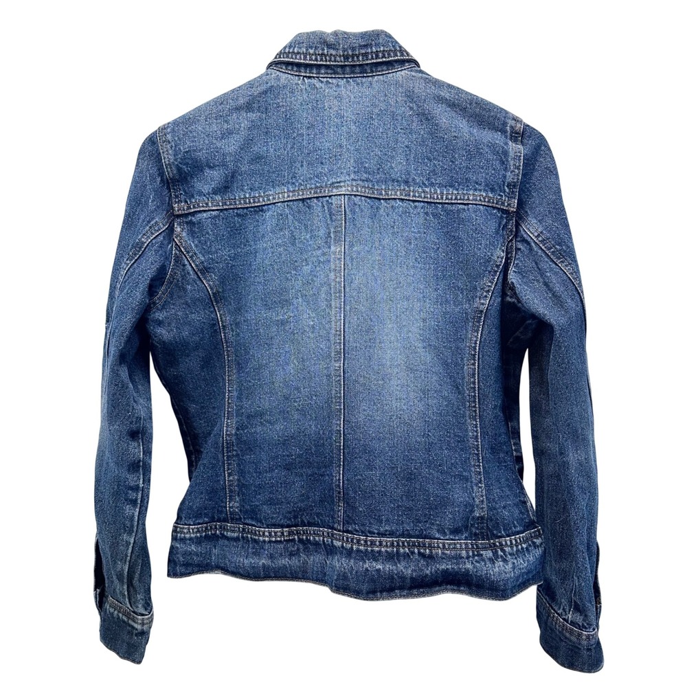 2/$15 Denim Trucker Jean Jacket Women's Size M Trucker Snap Front Pockets - Picture 2 of 8